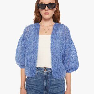 Maiami Mohair Bomber Open Cardigan Sweater Size M/L Light Blue